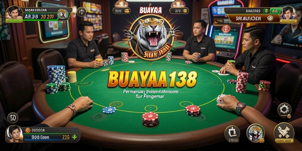 Tampilan menarik dari permainan poker di BUAYA138 yang mendebarkan.