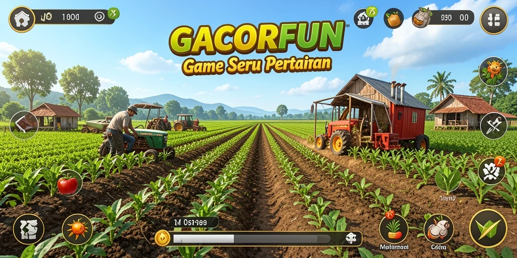 Tampilan gameplay GACORFUN yang menampilkan pertanian yang indah dan interaktif.