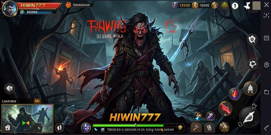 Screenshot gameplay HIWIN777 menampilkan suasana Horror yang mencekam.