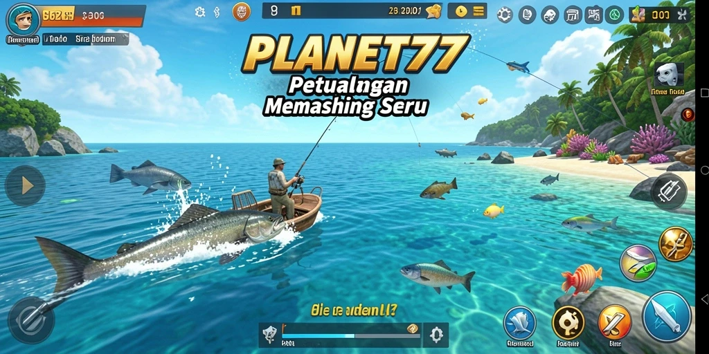 Tangkapan ikan yang beragam dalam permainan memancing PLANET77.
