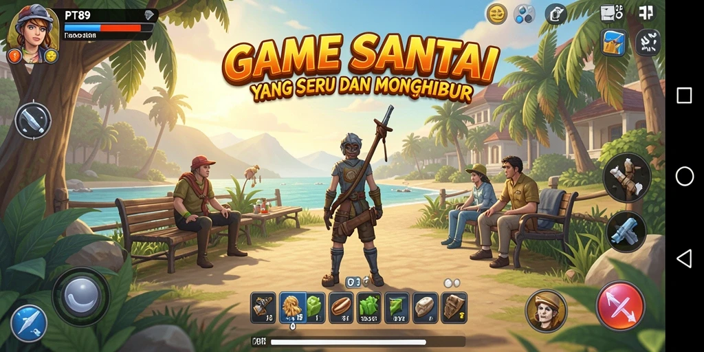 Tampilan gameplay PT89 yang ceria dan menarik.