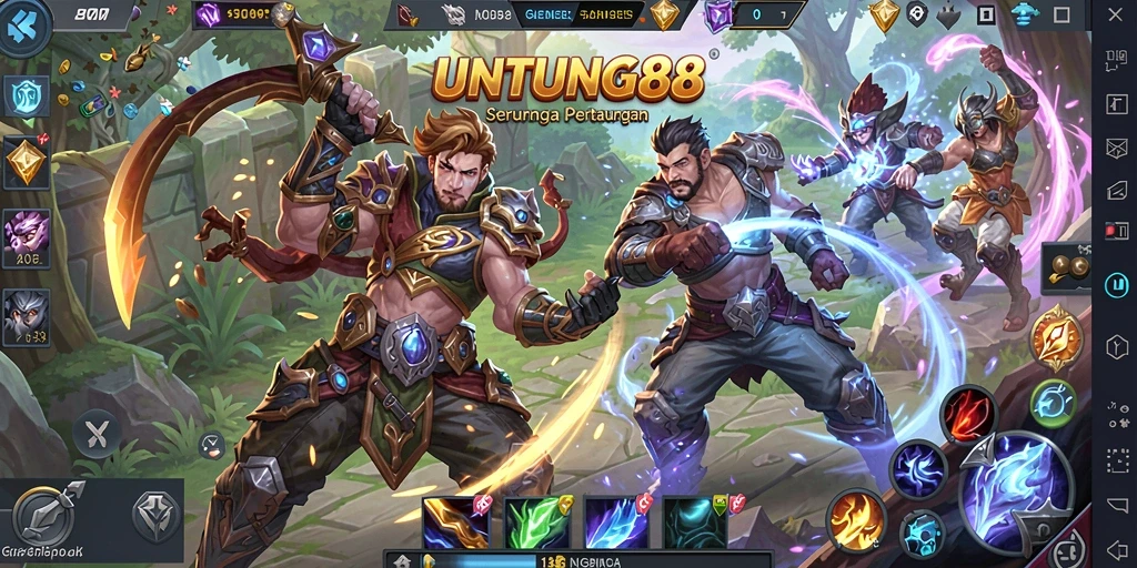 Tampilan seru pertempuran dalam game MOBA UNTUNG88