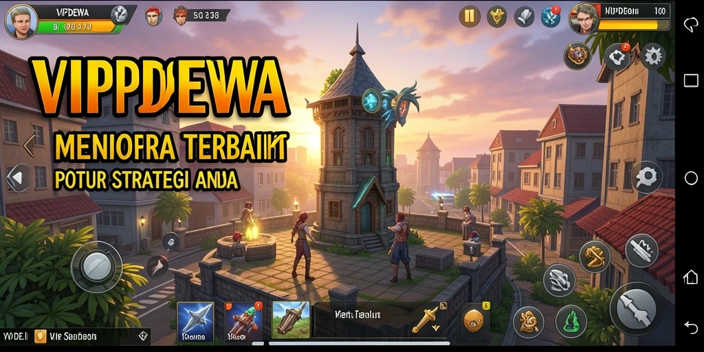 Screenshot gameplay menunjukkan pertahanan menara di VIPDEWA.
