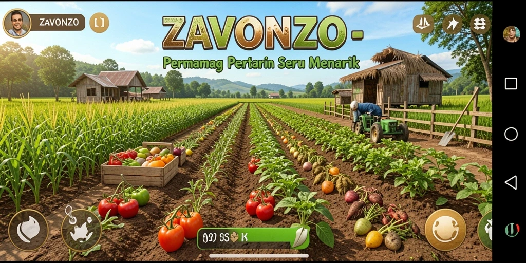 Tangkapan layar ZAVONZO menunjukkan aktivitas berkebun yang seru dan menarik.